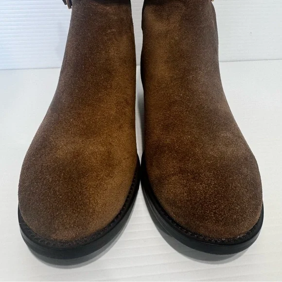 New Tory Burch Brooke Buckle Brown Suede Ankle Boots Size 8 - Picture 6 of 13